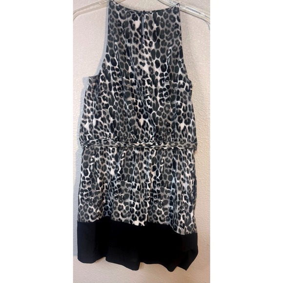 Express Leopard Print Halter Dress Women's Medium Belted Black & White Lined - Picture 8 of 10